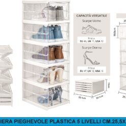 SCARPIERA PIEGHEVOLE PLASTICA 5 LIVELLI CM.25,5X34,5X88h