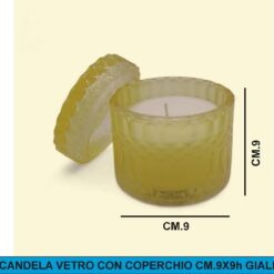 CANDELA VETRO CON COPERCHIO CM.9X9h GIALLO