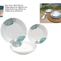 PIATTI SERV. 18 PZ. PORCELLANA FANT. FOGLIE