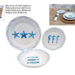 PIATTI SERV. 18 PZ. PORCELLANA DEC. MARINE