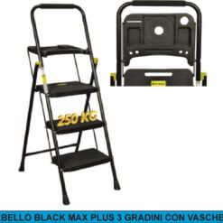 SGABELLO BLACK MAX PLUS 3 GRADINI CON VASCHETTA