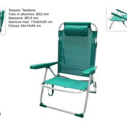 SDRAIO ALLUMINIO DIAM. MM.22 TELO TEXILENE CON CUSCINO TURCHESE