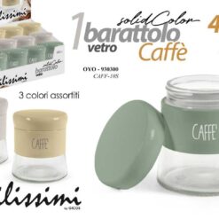 BARATTOLO VETRO ML.400 CM.9X10h CAFFE' OYO COL. ASS.