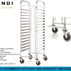 CARRELLO SGOMBERO KITCHEN LINE ARGENTO CM.47X62X173,5h