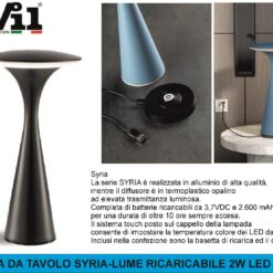 LAMPADA DA TAVOLO SYRIA-LUME RICARICABILE 2W LED GRAFITE CCT3