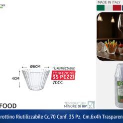 PIROTTINO RIUTILIZZABILE CC.70 CONF. 35 PZ. CM.6X4h TRASPARENTE