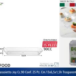 VASSOIETTO JOY CC.90 CONF. 25 PZ. CM.13X6,5X1,5h TRASPARENTE