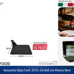 VASSOIETTO BIJOU CONF. 25 PZ. CM.8X8 CON MANICO NERO