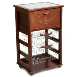 Carrello Vesuvio con Dispensa Pane Mobile con Ruote Noce Maslegno Frutta Agrumi
