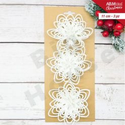 Decorazione Stella di Natale 3 Pz Fiore Bianco Glitterato Addobbi Natalizi 11 cm