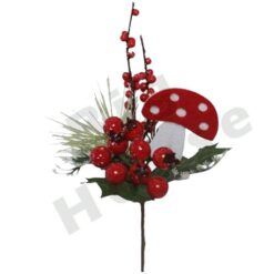 Decorazioni Natalizie Ramo di Vischio + Fungo Addobbi per Albero di Natale 24 cm