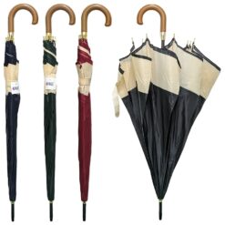 Ombrello Automatico Grande da Uomo con Bordo Beige Colori Assortiti 8 Stecche