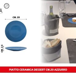 PIATTO CERAMICA FRUTTA CM.20 AZZURRO