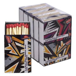 Set 10 Scatole da 40 Fiammiferi Cerini in Legno Doppia Superficie Ruvida 400pz