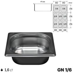 Gastronorm GN 1/6 Vaschette Acciaio Inox Bacinelle Contenitori Cibo 176x162mm - immagine 7