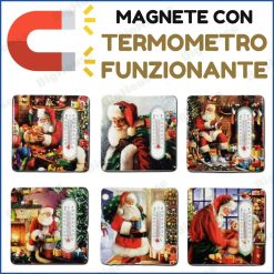 Magnete Calamita Magnetica di Babbo Natale + Termometro 7×7 cm in 6 Assortimenti
