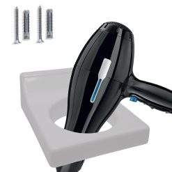 Porta Phon Supporto Asciugacapelli a Muro Parete con Viti Solido Sicuro Bianco