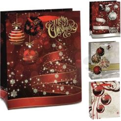 Sacchetti Buste Carta Regalo Natale Pensierini Natalizi Color Rosso 26×12×32cm