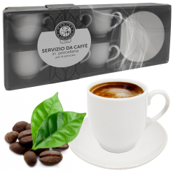 Set 6 Tazzine da Caffé Espresso in Porcellana Bianca con Piattino Ø 6