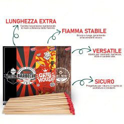 Set di 40 Fiammiferi Lunghi 20 cm in Legno per Barbecue e Camino Grill House - immagine 6