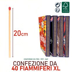 Set di 40 Fiammiferi Lunghi 20 cm in Legno per Barbecue e Camino Grill House - immagine 7