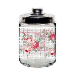 Tris 3 Barattoli 800ml Vetro Grandi da Cucina per Sale Zucchero Caffè con Fiori