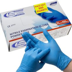 600 Guanti in Nitrile Senza Polvere, Senza Lattice, Ipoallergenici, Certificati CE Conforme alla Norma EN455 Guanti per Alimenti Guanti Medici Monouso (Taglia XL)