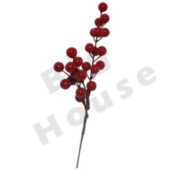 Decorazioni Natalizie Ramo con Bacche Rosse Addobbi per Albero di Natale 23 cm