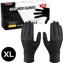 Guanti Nitrile Neri XL Estetista Ceretta Onicotecnica Tatuaggi 100pz No Polvere