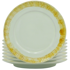 Piatto terracota Bianco Dorato Piano Grande Avorio Striato Tavola Ø24 cm pasta