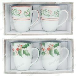 Set 2 Tazze Grandi Natalizie Porcellana Tisana Latte Colazione Tazzone Natale
