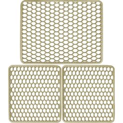 Set 3 Tappetini Forati Coprilavello Tappeto per Lavello Scolapiatti Avorio