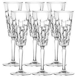 Set 6 Pz. Calici Bicchieri Flûte Grandi Vetro Tavola Drink Champagne Etna 190 ml