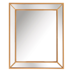 Specchio Grande da Parete Muro con Cornice Bianca Bordo Dorato 50 × 70h cm