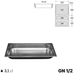 Gastronorm GN 1/3 Vaschette Acciaio Inox Bacinelle Contenitori Vassoio 325x176mm - immagine 9