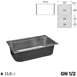 Gastronorm GN 1/3 Vaschette Acciaio Inox Bacinelle Contenitori Vassoio 325x176mm - immagine 12