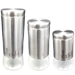 Barattolo in Vetro e Acciaio per Alimenti Cucina Raccoglitore Pasta Caffe Sale