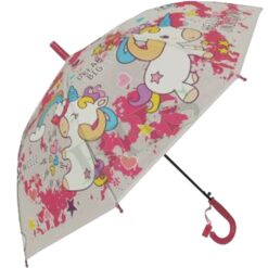 Ombrello per Bambine con Unicorno PVC Ombrellino Bimbe Ragazze 4 Colori Diversi