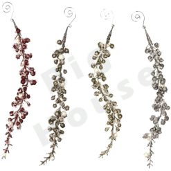 Pendente Albero Natale Ramo Sempreverde + Perle Colorate Decorazioni Natalizie