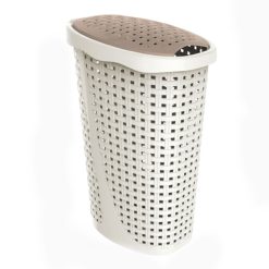 Portabiancheria in Plastica Paglia Panna Bama 43litri da Bagno Lavanderia Panni