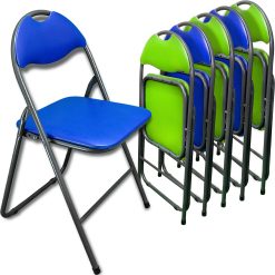 Sedia da Regista Pieghevole Imbottita in Metallo e PVC Salvaspazio CM.44x46x79h