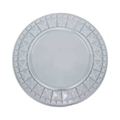 Sottopiatto Carrè Piatto Grande Trasparente in Vetro con Bordo Decorato Ø 32 Cm