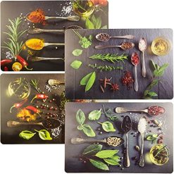 4 tovagliette all'americana, motivo spezie, lavabili.