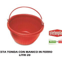 Bacinella in Plastica Rotonda Grande con Manico Ferro per Bagno Bucato Tonda 20L