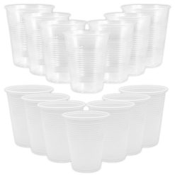 Bicchieri Plastica 200ml Trasparenti e Bianchi Set 100/200/300/600 Pezzi