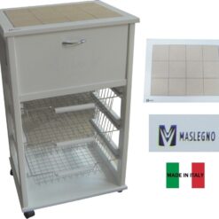 Carrello Vesuvio Con Portapane Bianco Maslegno Portafrutta Ortaggi Verdure