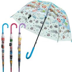Ombrello per Bambini Piccolo Trasparente Ombrellino Gufi Party Colori Assortiti