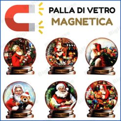 Palla di Vetro Magnetica Magnete Calamita con Babbo Natale Addobbi per l'Albero
