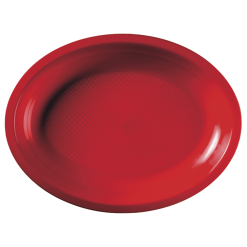 Piatti di Plastica Ovali Piani Grandi 6pz Lavabili Riutilizzabili Ø 25