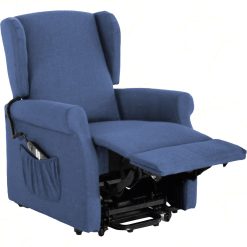 Poltrona Relax Alzapersona Elettrica Blu Schienale Reclinabile Poggiapiedi